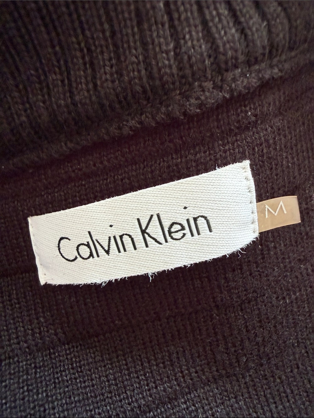 Calvin Klein Black Zip-Front Ribbed Long Sleeve Knit Sweater Midi Dress Sz M - Picture 9 of 11